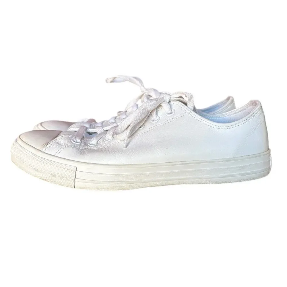 Converse White Leather All Stars Low Ox Unisex size 10M 12W Clean Classic
